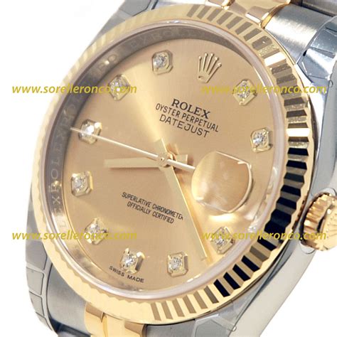 rolex datejust acciaio oro diamanti|rolex datejust 36 prezzo.